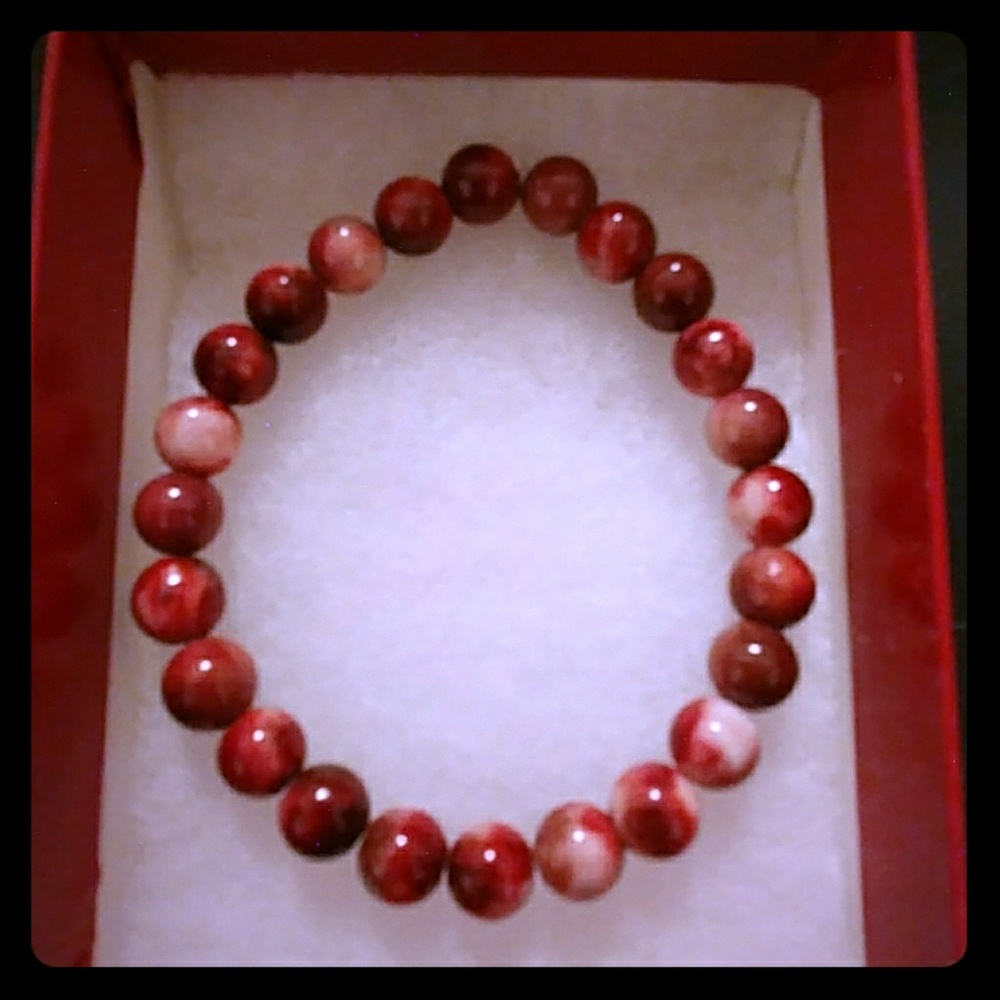 Burgundy & Red Jade Stone Bracelet